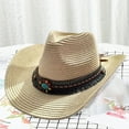 thumbnail image 4 of jiaroswwei Cowboy Hat Classic Vintage Braided Curled Edge Wide Brim Men Sun Hat Outdoor Hat, 4 of 8