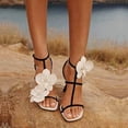 thumbnail image 3 of Zapatos de tacón alto con diseño de flores para mujer, zapatos de vestir para fiesta nupcial, de marca de lujo, con punta abierta, sandalias con tiras en la parte posterior y flores para mujer, 3 of 5