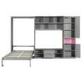 thumbnail image 4 of Harper & Bright Designs Twin Size Murphy Bed with Cabinets and TV Stand, Wooden Twin Cabinet Bed Wall Bed with Storage Shelves, Folding Wall Chest Bed with 2 Drawers, Gray, 4 of 18