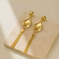 thumbnail image 4 of K-KED Long Gold Nugget Drop Earrings Gold Plated Dangling Tassel Stud, 4 of 4