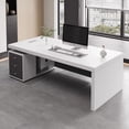 thumbnail image 2 of Writing White Office Desk Reception Executive Workstation Standing Office Desk Bedroom Tabla Para Escritorio Modern Furniture My Lux Decor Round, 2 of 9