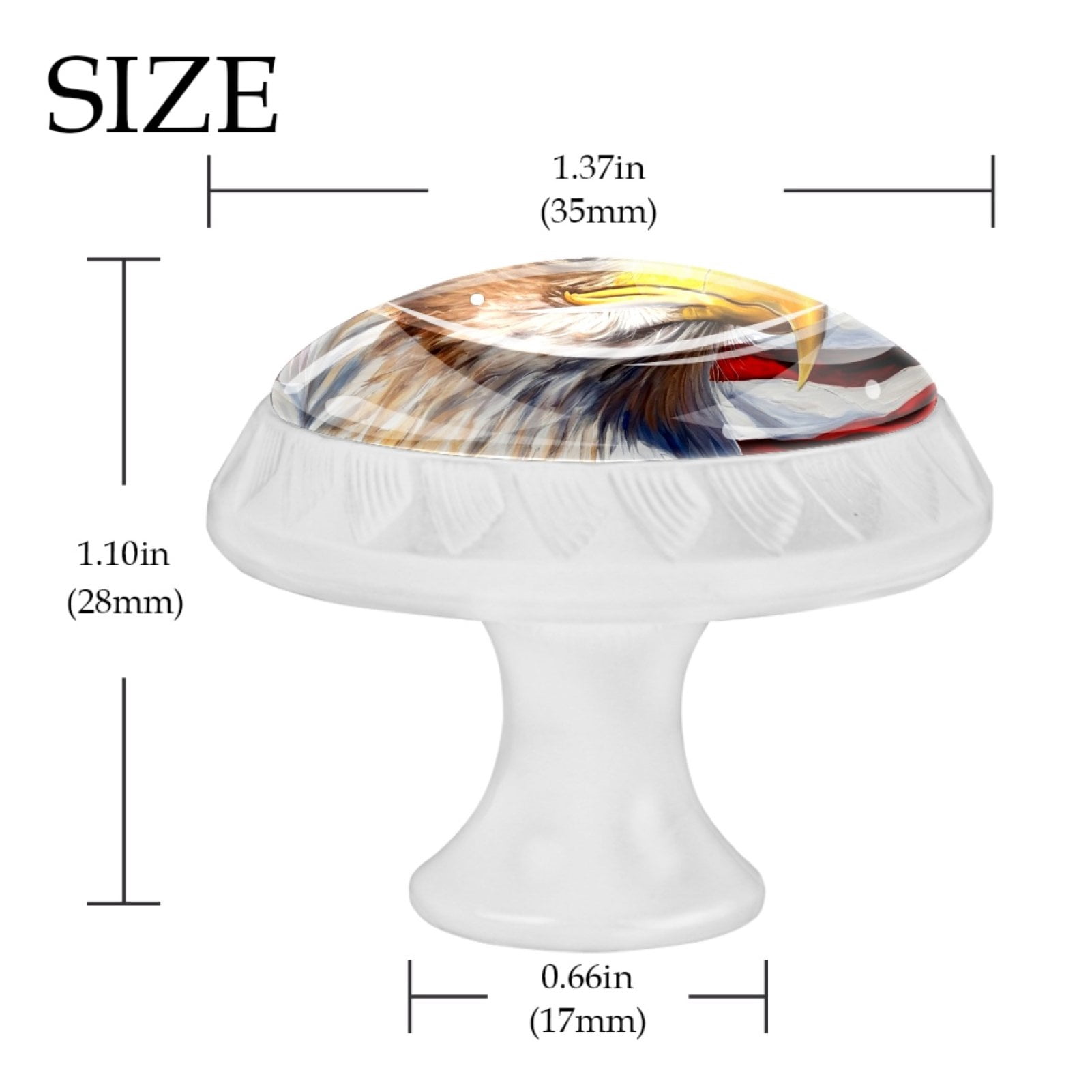 4 Pcs Eagle and American Flag Knobs for Kitchen Cabinet Cupboard Dresser Bookcase Drawer Pulls Handles Round Home Decor