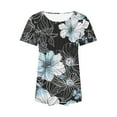 thumbnail image 5 of Enjoytime Woman Shirts Top Short Sleeves Floral Printed Shirts Tops Pleated Crew Neck Casual Loose Lightweight Women's Blouses Summer, 5 of 5