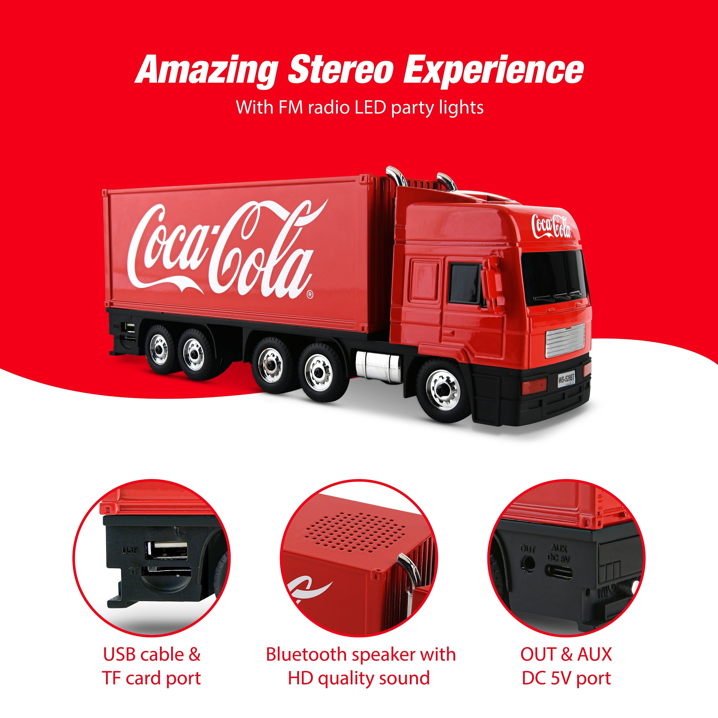 Coca-Cola Truck Shaped Bluetooth Speaker with FM Radio and LED Lights