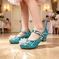 thumbnail image 2 of VeFlora Girls Dress Shoes, Glitter Princess Shoe, Flower Mary Jane Low Heels, Party Wedding Prom Footwear for Toddler Kids(Blue4/5-5.5 Years Little Child), 2 of 8