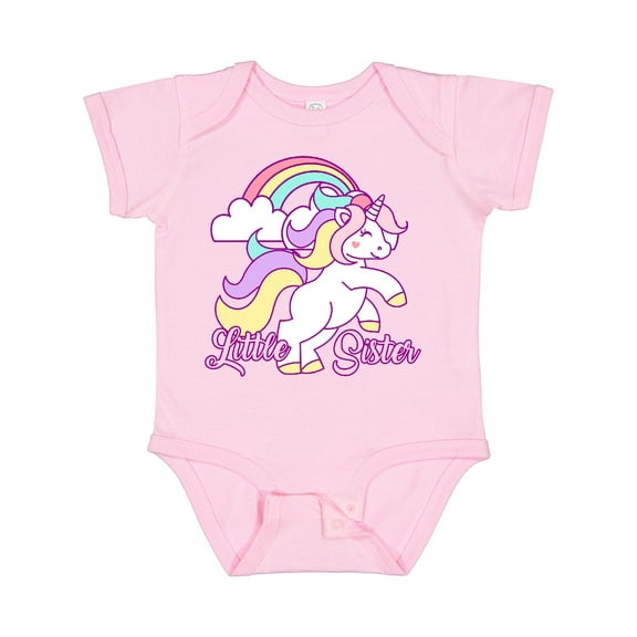 Inktastic Little Sister Unicorn Girls Baby Bodysuit