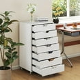 thumbnail image 2 of Costway 7-Drawer Chest Mobile File Cabinet Vertical Filing Organizer with Lockable Wheels White, 2 of 9