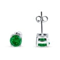 thumbnail image 2 of Blue Apple Jewelry Co.Solitaire Push Back Stud Women Earring Round Green Emerald 925 Sterling Silver, 2 of 5