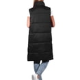 thumbnail image 3 of hirigin Women's Winter Mid-Length Waistcoat, Solid Color Stand Collar Warm Lightweight Puffer Zipper Vest with Side Pockets, 3 of 5