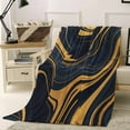 thumbnail image 2 of Fleece Blanket Abstraction Marble Texture Pattern Blankets, Soft Cozy Warm Flannel Throw Blanket, Gold Striped Blanket for Bed Couch Sofa,50x60In, 2 of 9