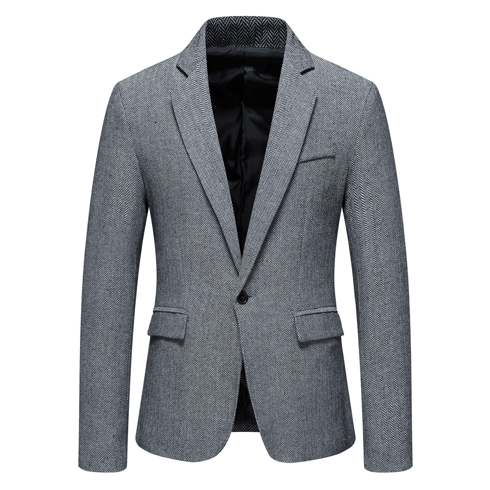 Lanhui Men's Single Button Casual Business Solid Color Herringbone Suit ...