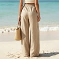 thumbnail image 6 of Jaunzuar Beach Pants for Women Straight Leg High Waisted Linen Pants Summer Loose Casual Pants with Pockets L, 6 of 8