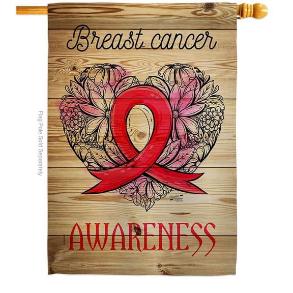 Angeleno Heritage H137427-BO Breast Cancer Awareness Support 28 x 40 in. Double-Sided Decorative Vertical House Flags for Decoration Banner Garden Yard Gift