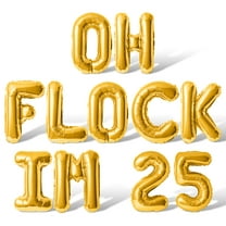 Letter Balloons - OH FLOCK IM 25 16" Inch Alphabet Letters Foil Mylar Balloon 25th Birthday Party Banner (Gold)