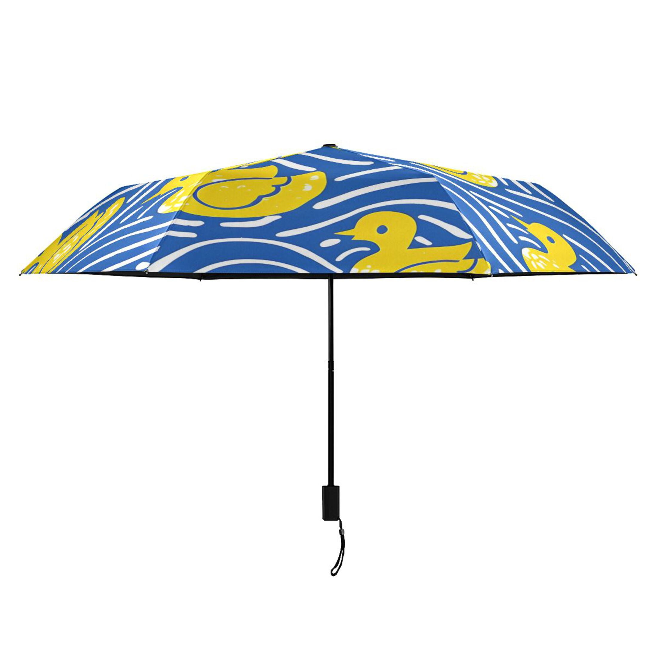 ALAZA Ducks on Wavy UPF 50+ Compact Folding Umbrella for Rain Travel Umbrella Packable