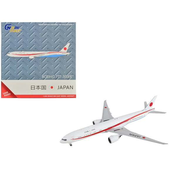 Boeing 777-300ER Commercial Aircraft "Japan Air Self-Defense Force" White with Red Stripes "Gemini Macs" Series 1/400 Diecast Model Airplane by GeminiJets