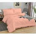 thumbnail image 4 of DNG Creations 1 Piece Ruffle Diamond Comforter All Season 550 GSM Full/Queen Size - 800 Threads Count, 100% Egyptian Cotton Solid Peach Colour, 4 of 7