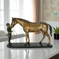 thumbnail image 2 of Nifao Girl Kisses Her Horse Bronze Statue on Marble Base – Home Decor Sculpture, 23"L x 6"W x 15"H, 2 of 13