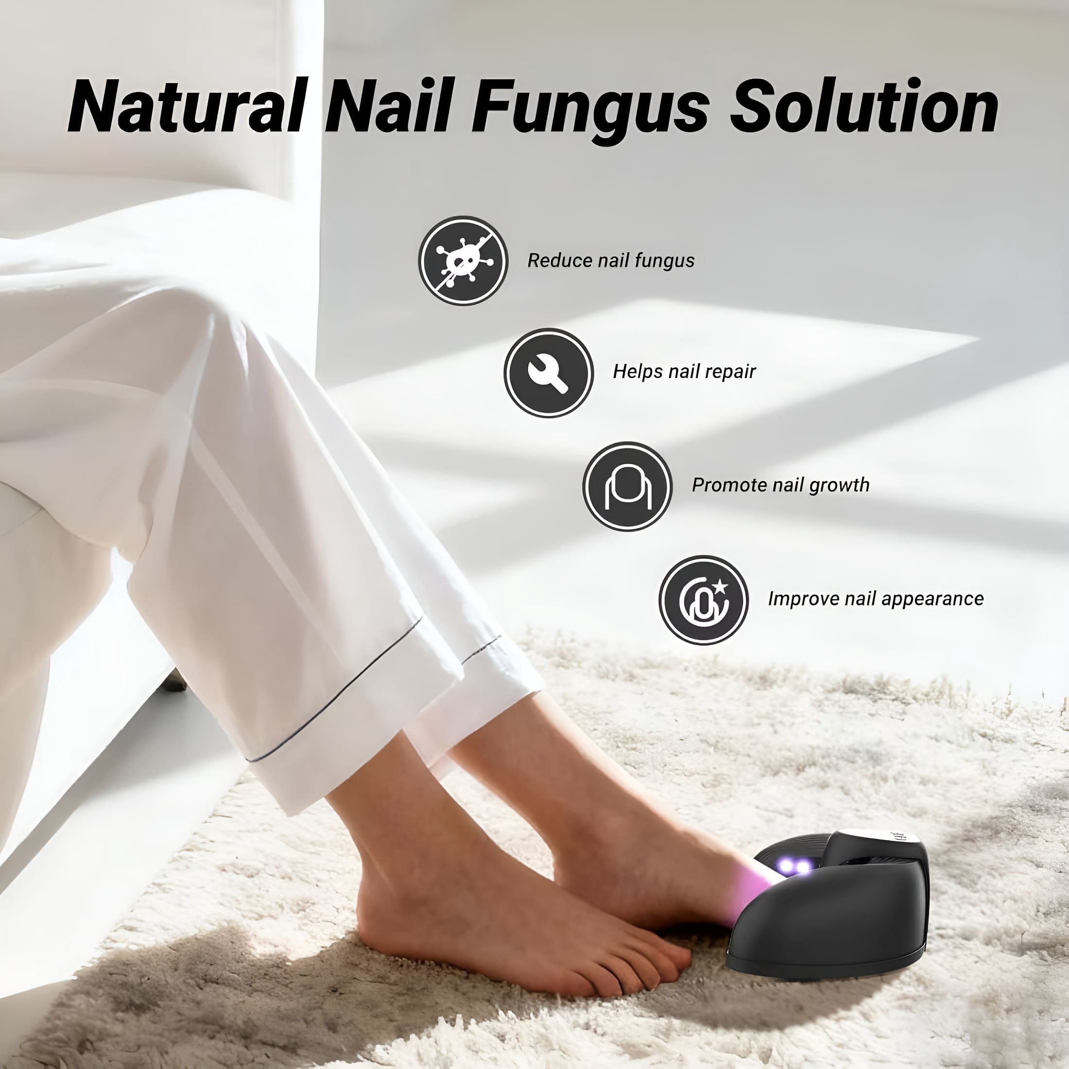 HIBIBUD Rechargeable Nail Lamp for Nail Fungus, Flash Cure Nail Lamp (18*470Nm)