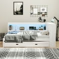 thumbnail image 2 of MODERNLUXE Full Size Daybed with Trundle, Corner Bed Frame with Bookcase Storage,Charging Station and LED Lights for Bedroom & Guest Room,White, 2 of 7