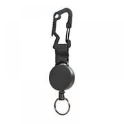 Retractable Key Reel, Heavy Duty Keychain with Carabiner, Steel Cable, Work Keychain,Black