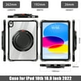 thumbnail image 3 of ELEHOLD Rotating Shockproof Case For Apple iPad 11th 10th Gen Full Body Protection Clear Rugged Cover, 360° Rotating Ring Hand Grip Stand, Nylon Shoulder Strap,Black, 3 of 8
