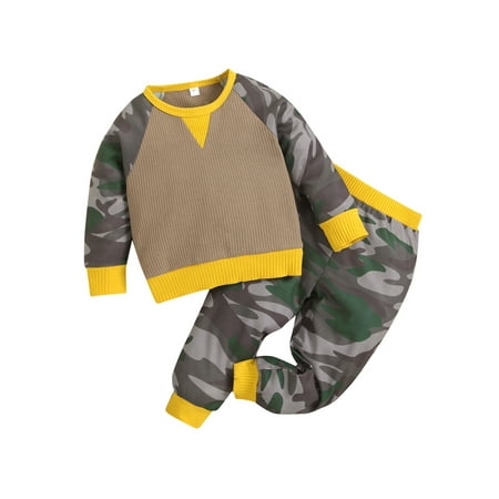 

LAPAKIDS Baby Boys Camouflage Printed Outfits Sweatshirt Long Pant