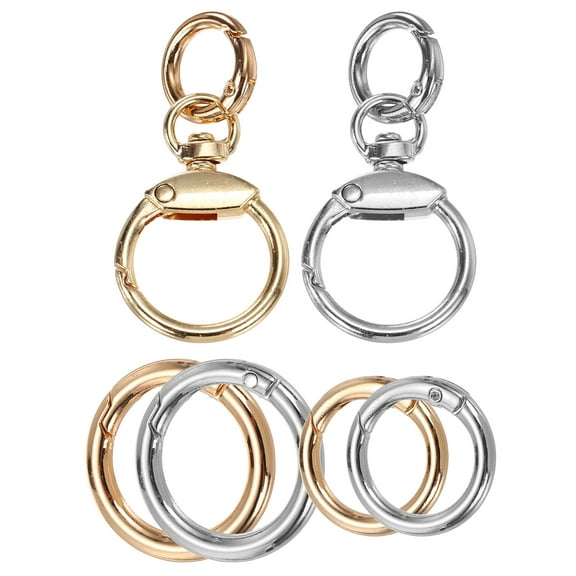 2 Pcs Metal Swivel Clasps Key Chain O Ring Keyrings Round Spring Snap Keychain Hook Clip for Chains Extender Handicrafts Keys Lanyards Jewelry Findings, Gold Tone/Silver Tone