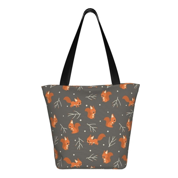 Uemuo cute fall fox leaf Print Tote Bags for Women,Large Capacity Corduroy Bag,Reusable Grocery Shoulder Bag,Beach Tote with Zipper Closure, Daily Essentials