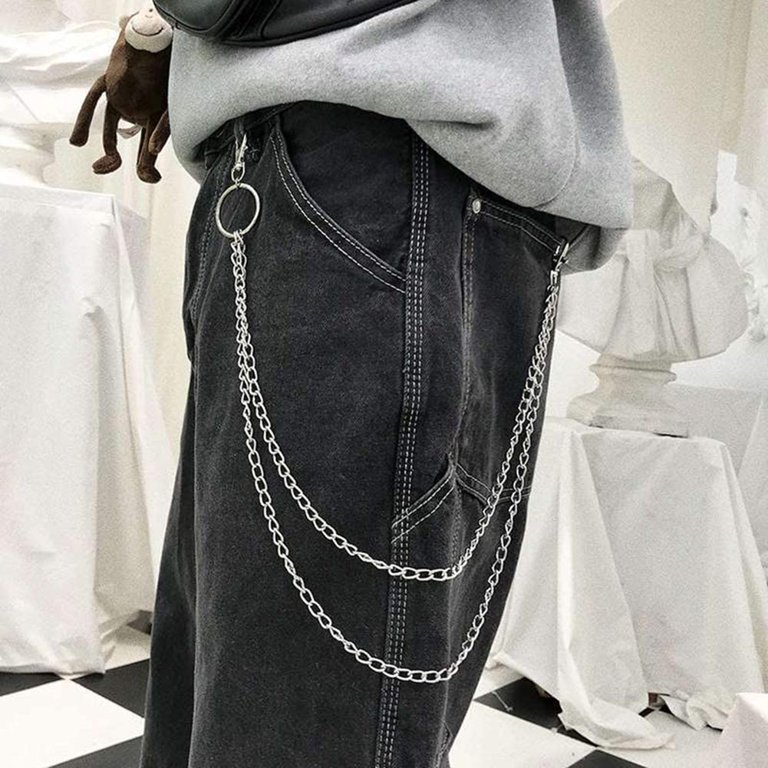 Metal Punk Rock Layered Chain Keychains for Men Women Waist Key Chain Wallet Jeans Hip-hop Pants Belt Chains Jewelry, Jewels Accessories,Temu