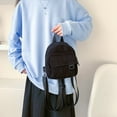 thumbnail image 4 of Casual Simple Corduroy Student Bookbags Solid Color Mini Backpack Traveling Backpacks BLACK, 4 of 8