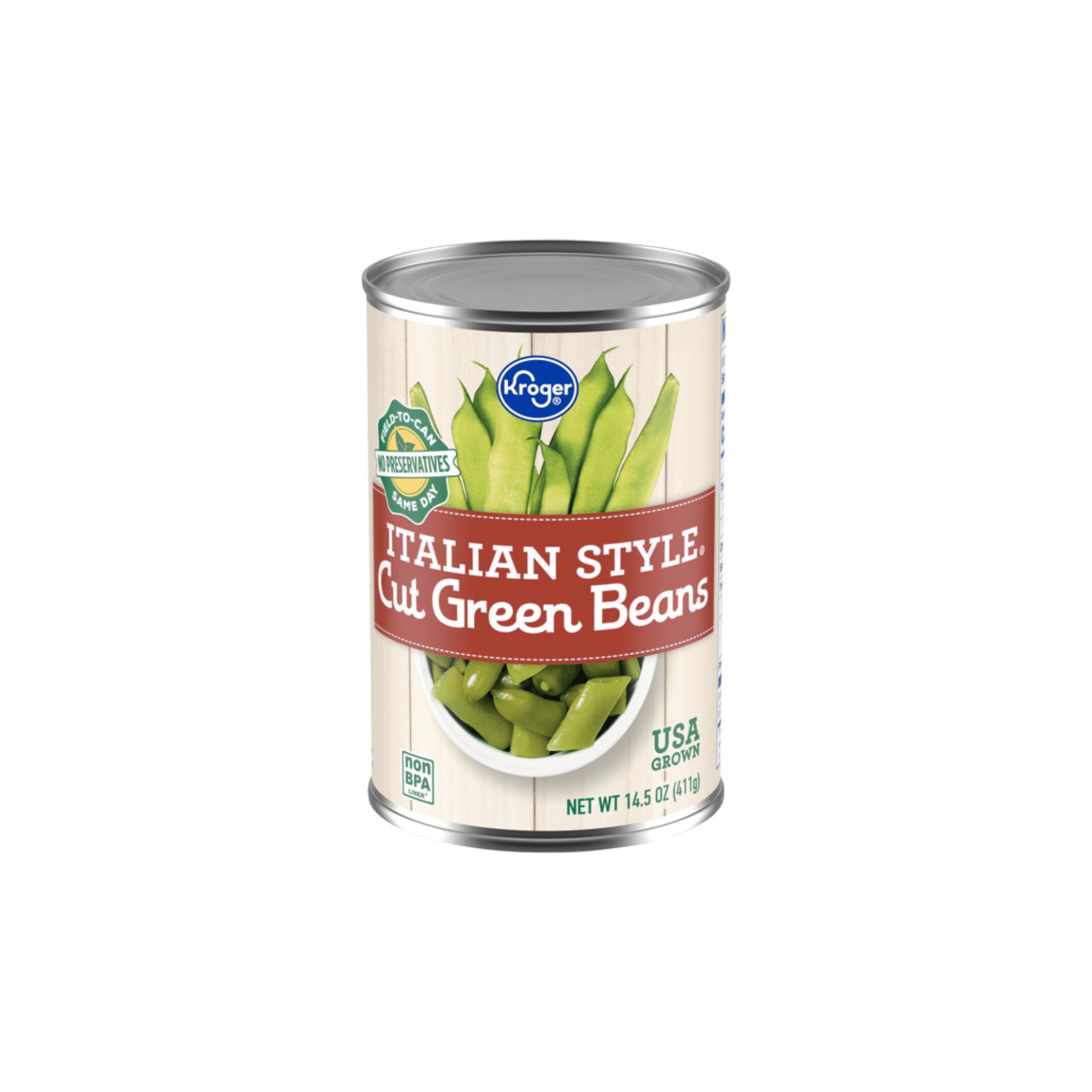 6 Cans) Great Value Canned No Salt Cut Green Beans 14.5 oz