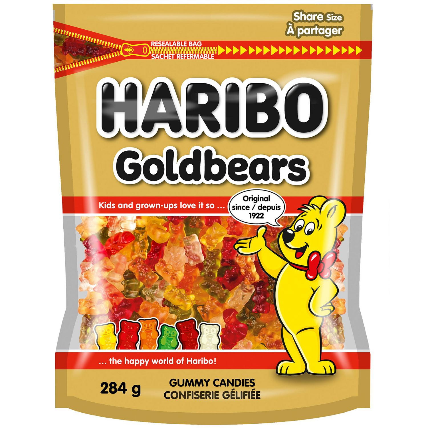 Haribo Goldbears Gummy Candy, Resealable Bag, No Artificial