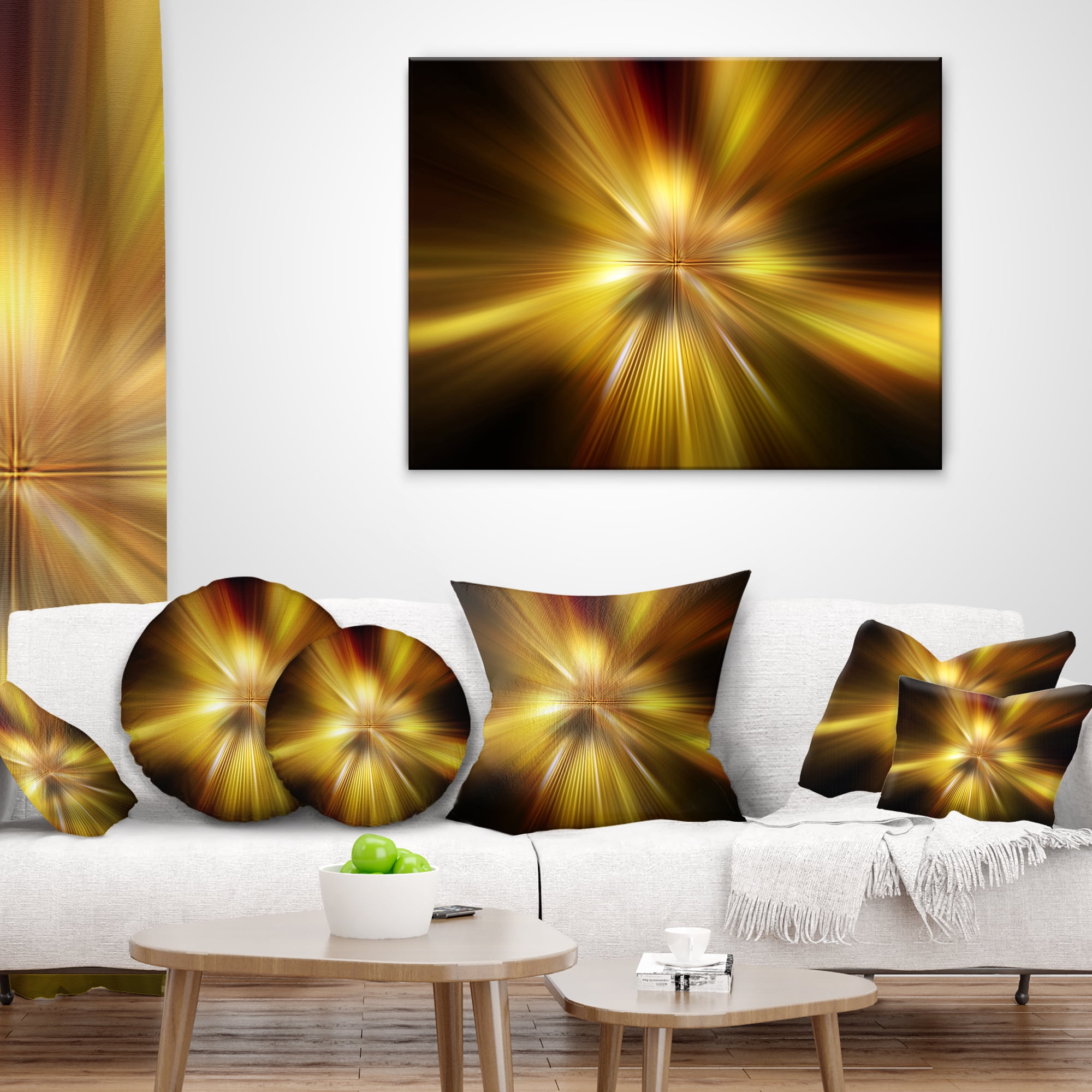 Designart Explosion of Golden Hue - Abstract Throw Pillow - 18x18