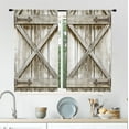 thumbnail image 2 of Rustic Farmhouse Kitchen Window Curtains Over Sink - Rod Pocket 27.5W x 39L Inch Wooden Barn Door Country Western Wood Cafe Retro Grey Farm Village Short Small Drape 2 Panels, 2 of 5