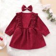 thumbnail image 5 of FYDUU Christmas Baby Girls Dresses Toddler Baby Girl Corduroy Ruffle Long Sleeve Dress Princess Party Dress With Headband Fall Winter Outfit 2-3 Years, 5 of 6