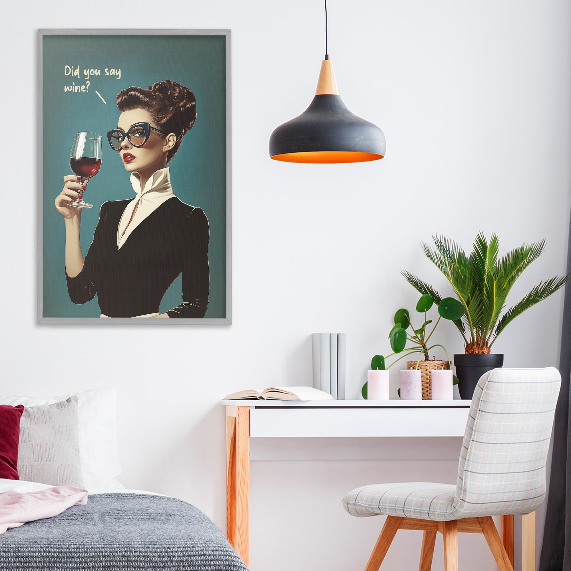 Stupell Industries Did You Say Wine Gray Framed Giclee Art, design by Andreas Magnusson