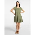 thumbnail image 2 of Time and Tru Women's Tiered Cotton Mini Dress with Short Sleeves, Sizes XS-XXXL, 2 of 5