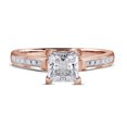 thumbnail image 1 of JeenMata Anillo de Bodas de Corte Princesa de 1,75 Quilates - Anillo de Promesa - Anillo con Canal Pavé - Anillo con Puntas - Anillo de Compromiso - Baño de Oro Rosa de 18 K sobre Plata, 1 of 7