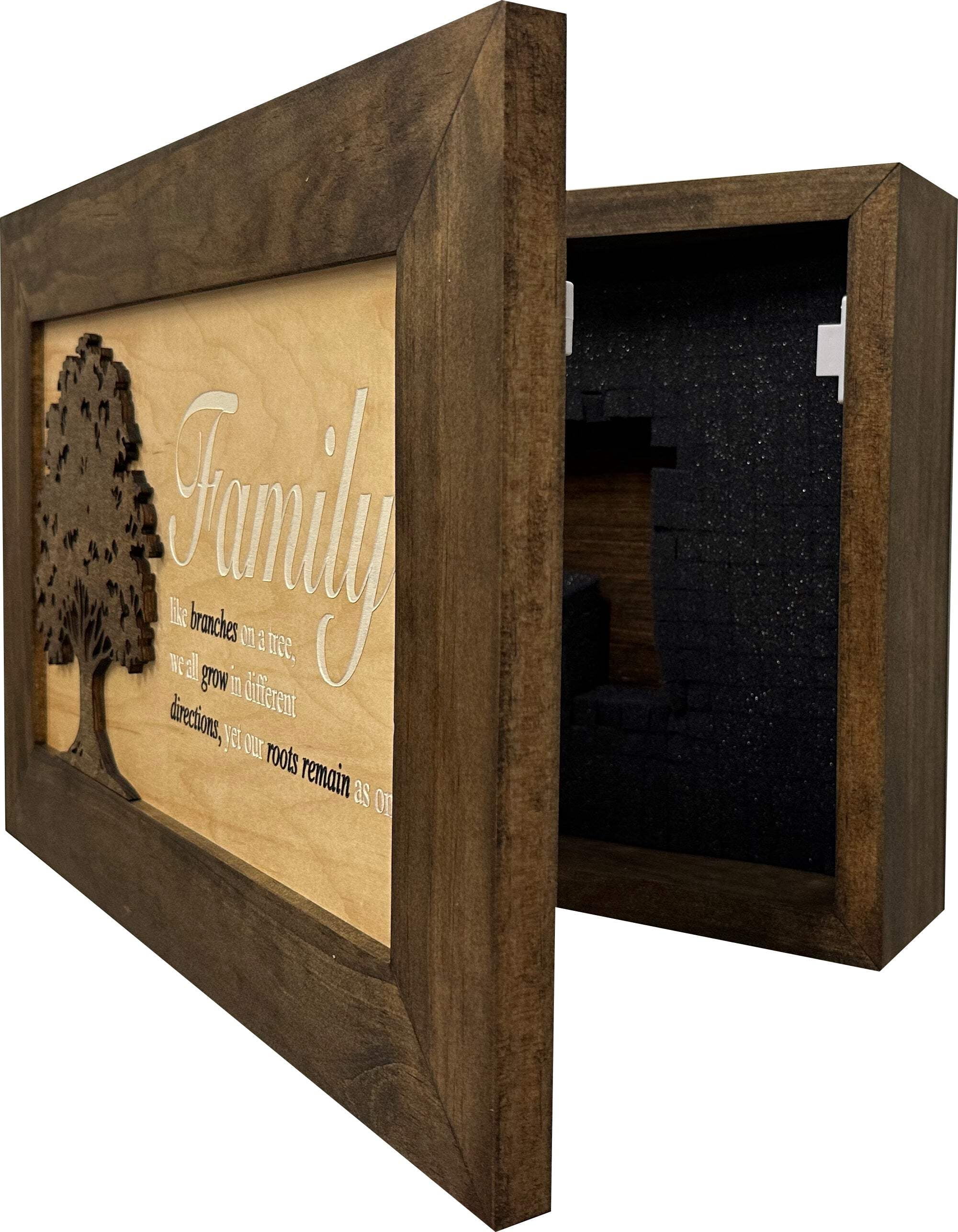 Bellewood Designs Decorative Secured Gun Storage Cabinet with Family Branches (Dark Walnut)