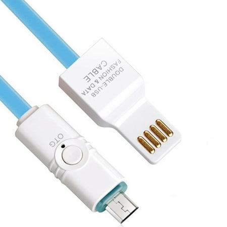 Dedicated Flash Cord Premium Multifunction OTG Cable Android OTG Adapter Micro USB On-The-Go for USB Flash drive Mobile HDD Mouse Printer Jelly Flat Data Sync Charging Cable Cord - Blue, Micro USB, OTG, 1 Meter/ 3.3 Ft ()