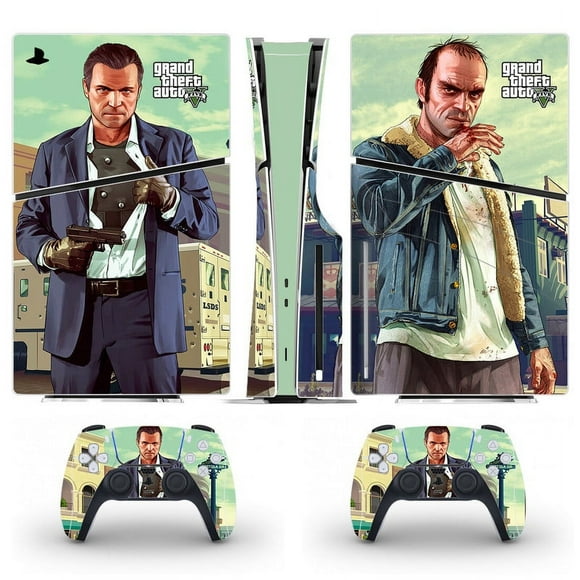 Playstation 5 Slim Ps5 Slim GTA Skin Decal And Controller Stickers Set, Scratch-resistant (Disk02)