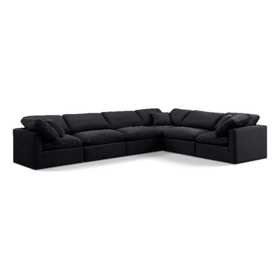Meridian Furniture Indulge 193.5" Velvet L-Shaped Modular Sectional in Black
