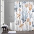 thumbnail image 5 of Blue Yellow Starfish Coral Bathroom Shower Curtain, Ocean Coastal Summer Nautical Waterproof Washable Soft Bath Curtain for Bathtub Decor with 12 Hooks&Grommet, 54x78 Inch, 5 of 9
