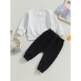 thumbnail image 3 of Newborn Baby Boy 2 Piece Outfits Embossed Mama's Boy Print Long Sleeve Sweatshirt and Elastic Pants for Toddler Fall Clothes Set, 3 of 7