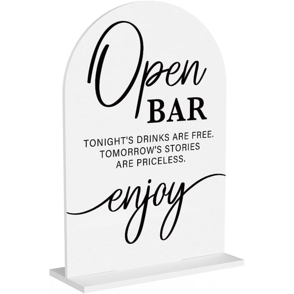 Acrylic Wedding Sign Wedding Signs for Ceremony Open Bar Sign for Wedding Modern Calligraphy Arch Acrylic Table Top Sign for Wedding Reception and Event Party Table(white）