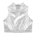 thumbnail image 5 of Alvivi Kids Girls Metallic Sleeveless Turtleneck Tops Gymnastics Workout Tank Vest 8-16 Silver 12, 5 of 6