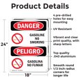 thumbnail image 2 of (2 Pack) Gasoline No Smoking Bilingual OSHA Danger Sign 18 Inch X 24 Inch Indoor / Outdoor Rust-Free Aluminum Metal Signs for Workplace, Workshop, and Construction Site, Made in the USA, 2 of 8