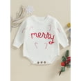 thumbnail image 3 of Newborn Baby Knit Sweater Romper 3M 6M 9M 12M 18M 24M Letter Embroidery Christmas Girls Boys Knitwear Long Sleeve Winter Bodysuit For Infant Outfits, 3 of 10