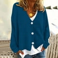 thumbnail image 4 of Arlun Women's Solid Color Knit Sweaters Cardigan 2025 Fall Winter Button down Open Front Casual Loose Sweater Soft Comfortable V-Neck Long Sleeve Outwear Blue S, 4 of 7